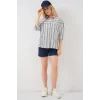 Çizgili Kısa Kol Gömlek 20344 - A.Lacivert