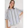 Çizgili Kısa Kol Gömlek 20345 - Lacivert