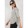 Çizgili Kısa Kol Gömlek 20345 - Siyah