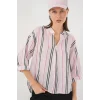 Çizgili Oversize Bluz 967 - Pembe
