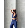Crop pantolon keten takım s255012