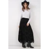 Desenli Astarlı Etek 8059 - Siyah