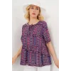 Desenli Kısa Kol Bluz 969 - Bordo
