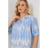 Desenli Kısa Kol Crop Gömlek 20337 - Mavi