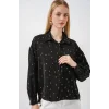 Desenli Oversize Gömlek 20361 - Siyah