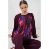 Desenli Oversize Tunik Pantolon İkili Takım 55462 - Mor