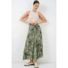 Desenli Şifon Etek 8057 - E.Yeşil