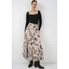 Desenli Şifon Etek 8057 - Krem