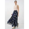 Desenli Şifon Etek 8057 - Lacivert