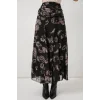 Desenli Şifon Etek 8057 - Siyah