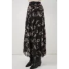 Desenli Şifon Etek 8057 - Siyah