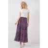 Desenli Uzun Etek 8053 - Mor