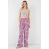 Desenli Viskon Pantolon 6749 - Fuşya