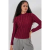 Dokulu Esnek Örme Bluz 975 - Bordo