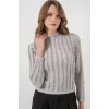 Dokulu Esnek Örme Bluz 975 - Gri