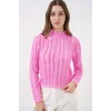 Dokulu Esnek Örme Bluz 975 - Pembe