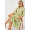 Düğmeli Kısa Kol Elbise 2559 - E.Yeşil
