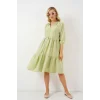 Düğmeli Kısa Kol Elbise 2559 - E.Yeşil