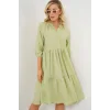 Düğmeli Kısa Kol Elbise 2559 - E.Yeşil