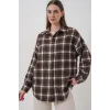 Ekose Desen Oversize Oduncu Gömlek 3854 C. Kahverengi