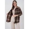 Ekose Desen Oversize Oduncu Gömlek 3854 Kahverengi