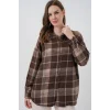 Ekose Desen Oversize Oduncu Gömlek 3854 Kahverengi