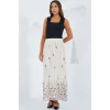 Ekru Desenli Şifon Etek 8010