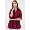 Fermuarlı Gömlek 0721 - Bordo