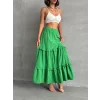 Fırfırlı brodeli astarlı uzun etek yeşil s255047