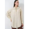 Fırfırlı Uzun Gömlek Tunik 5952 - Ekru