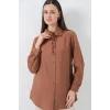 Fırfırlı Uzun Gömlek Tunik 5952 - Sütlü Kahve