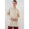 Fırfırlı Uzun Gömlek Tunik 5953 - Bej