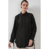 Fırfırlı Uzun Gömlek Tunik 5953 - Siyah