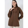 Fırfırlı Uzun Gömlek Tunik 5986 - Kahverengi