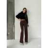 Fit comfort bej salaş pantolon kahve A6011