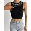 fitilli kaşkorse yakası zincirli atlet siyah