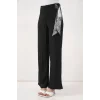 Fularlı Örme Pantolon 30070 - Siyah