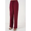 Geniş Paça Keten Pantolon 6735 - Bordo