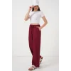 Geniş Paça Keten Pantolon 6735 - Bordo