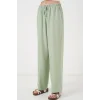 Geniş Paça Keten Pantolon 6735 - E.Yeşil