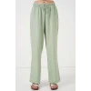 Geniş Paça Keten Pantolon 6735 - E.Yeşil