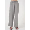 Geniş Paça Keten Pantolon 6735 - Gri