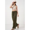 Geniş Paça Keten Pantolon 6735 - Haki