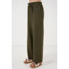 Geniş Paça Keten Pantolon 6735 - Haki
