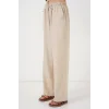 Geniş Paça Keten Pantolon 6735 - Krem