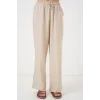 Geniş Paça Keten Pantolon 6735 - Krem