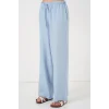 Geniş Paça Keten Pantolon 6735 - Mavi