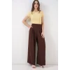 Geniş Paça Pileli Pantolon 6718 - Kahverengi