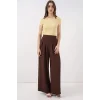 Geniş Paça Pileli Pantolon 6718 - Kahverengi