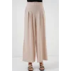Geniş Paça Pileli Pantolon 6718 - Krem